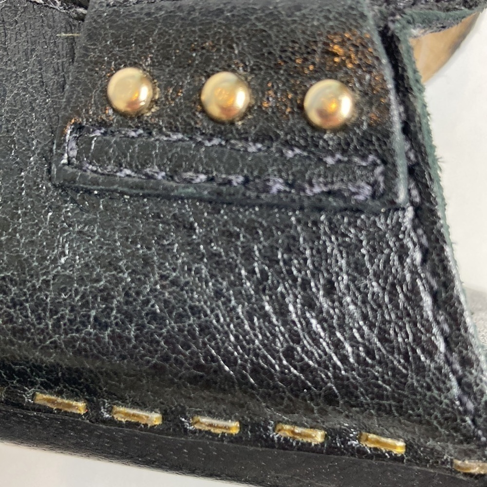 Michael Kors Pebbled Leather Wood Heeled Black Clog Tassel 7.5 Menswear Inspired - Picture 12 of 16